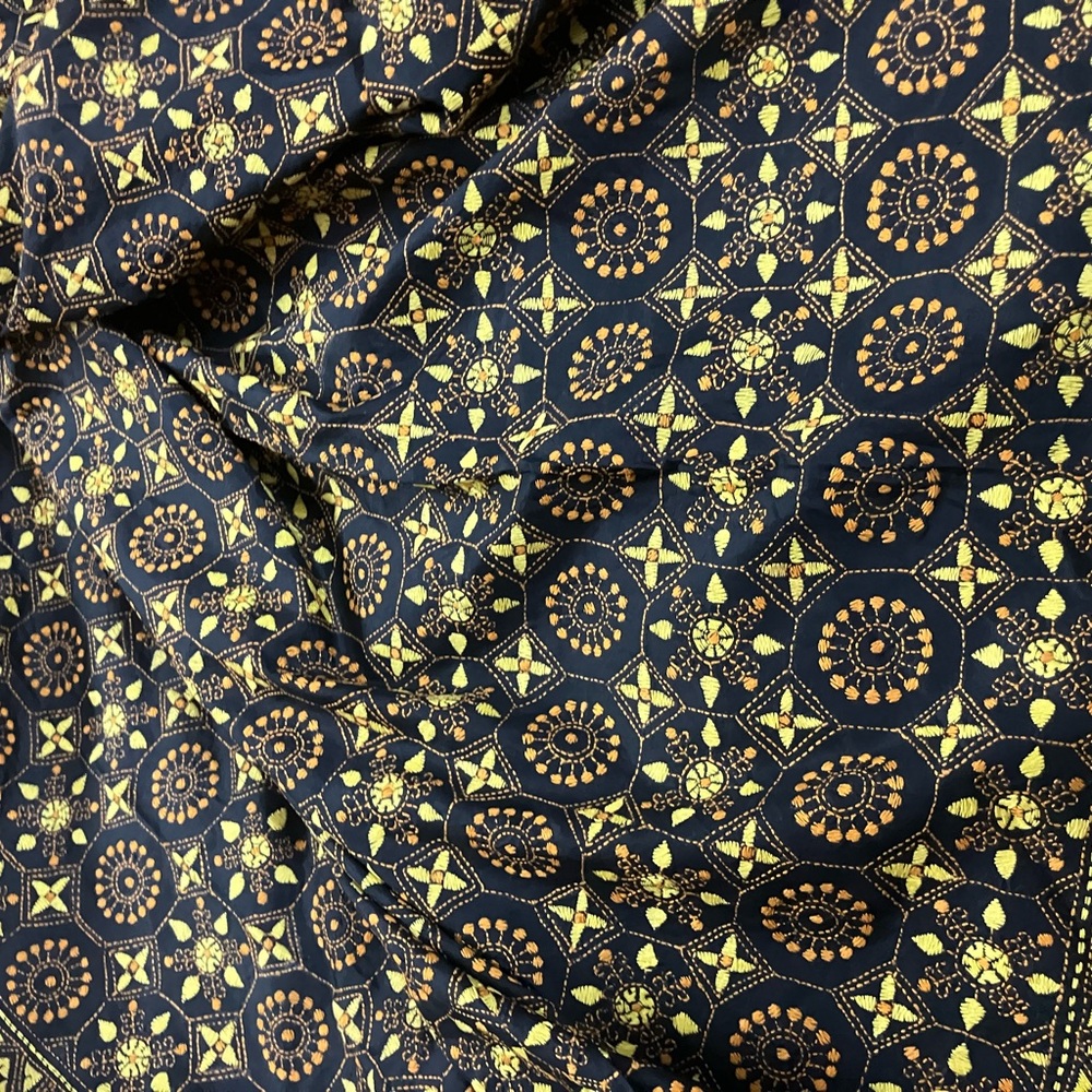 House Of RuSa Pure Sulk Dupatta  In Intricate hand embroidery of yellow on black